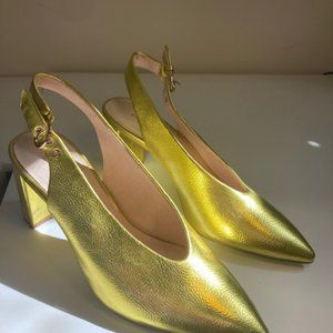 GOLD FOILED LEATHER MULES
